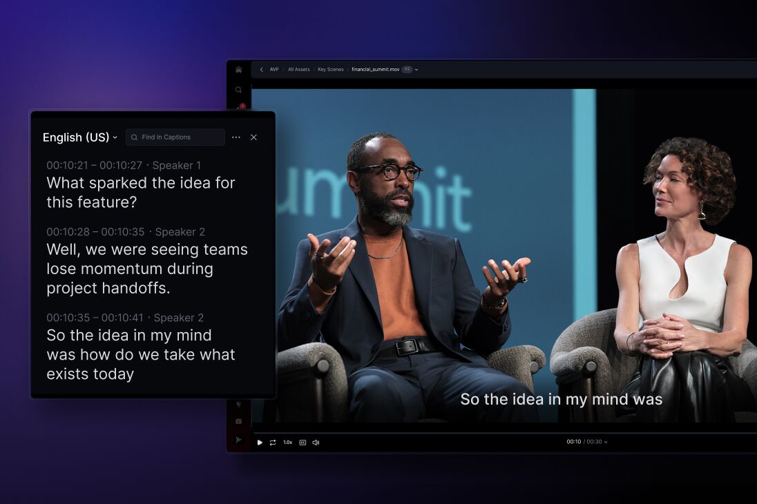 Transcription Speaker ID UI and image of speakers