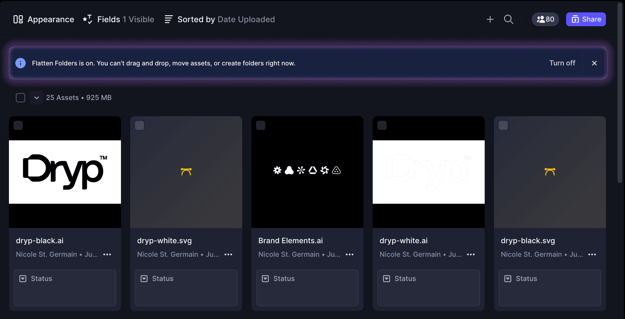 When flattened folders are enabled, you’ll now see a banner that explains what’s active—and offers a quick toggle to disable.